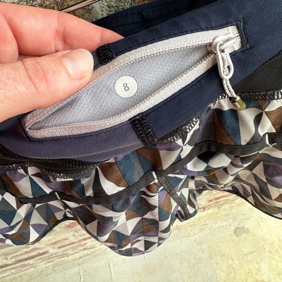 Lululemon speed shorts geometrical pattern size 8. EUC. - Picture 2 of 9